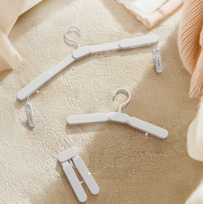 Foldable Telescopic ABS Material Travel Hangers Non-slip Thickened Seamless Clothes Hanger Clips Multifunctional