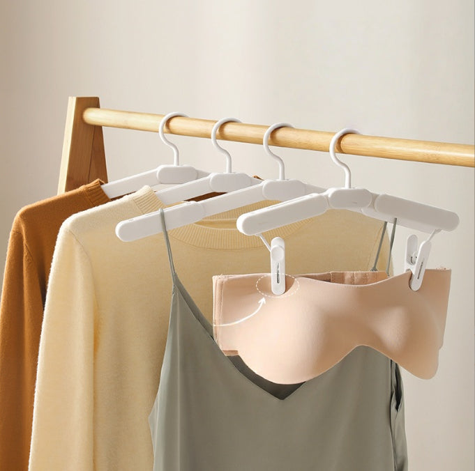 Foldable Telescopic ABS Material Travel Hangers Non-slip Thickened Seamless Clothes Hanger Clips Multifunctional