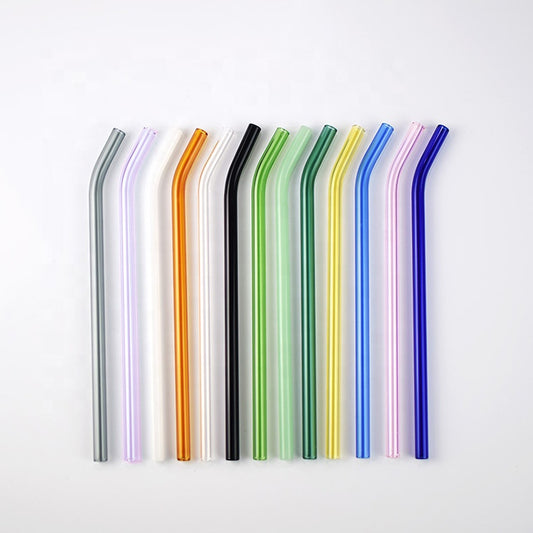 Modern Eco-Friendly Reusable Borosilicate Glass Straw Set Popular Straight Cleaning Brush Everyday Use Available Colorful